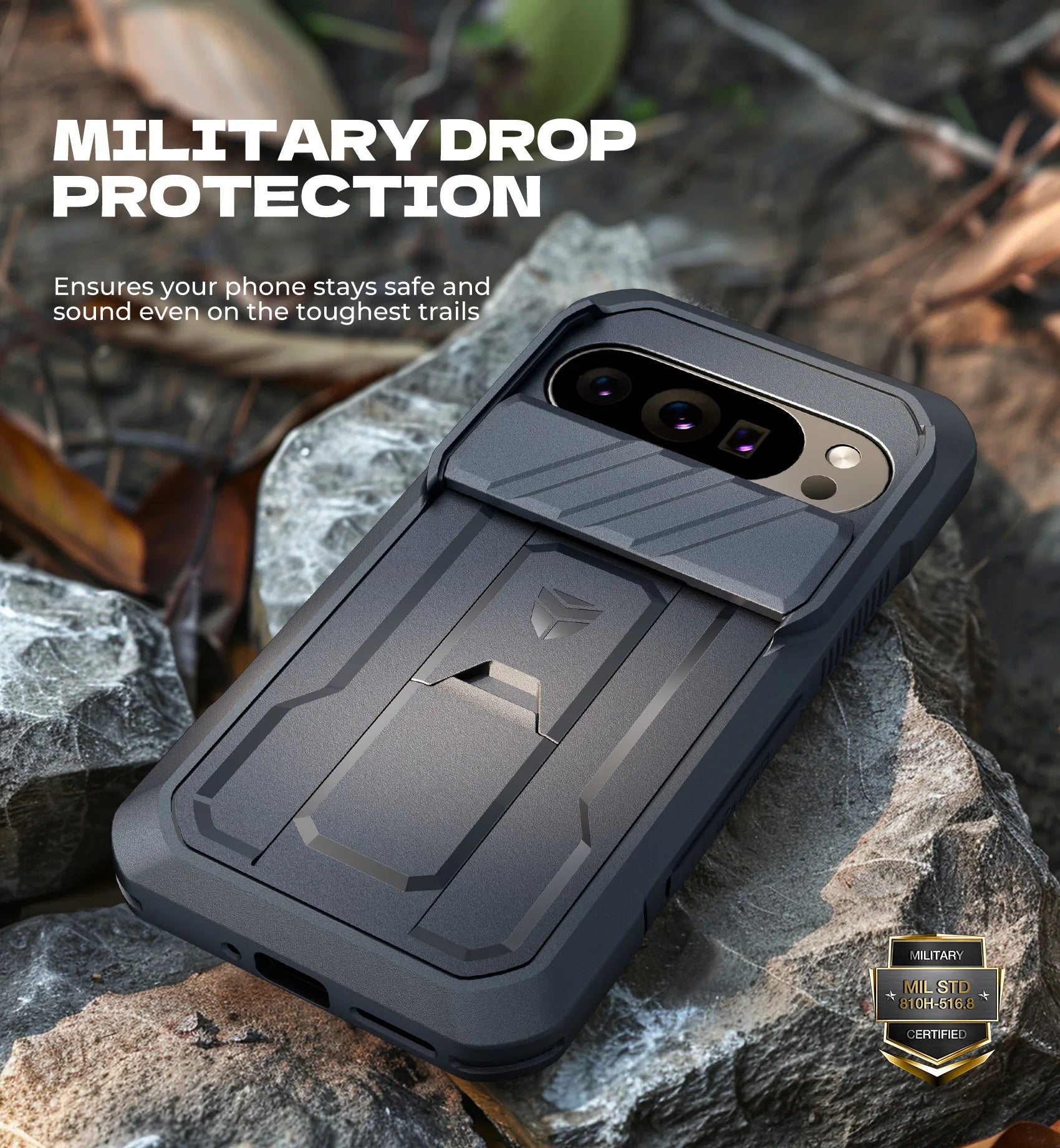For Google Pixel 10/10 Pro Case with Slide Camera Cover and Built-in Screen Protector Kickstand Rugged Bumper Shockproof Cover