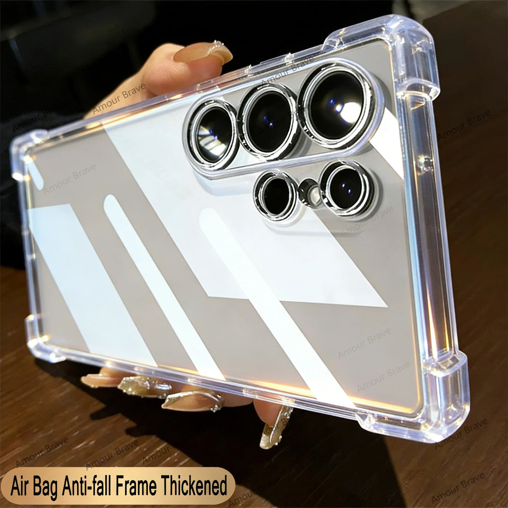 Ultra-thin Transparency Phone Cases For Samsung S26 Ultra S23 FE S22 S21 S20 S25 Edge S24 Plus Airbag Anti-Fall Protection Cover