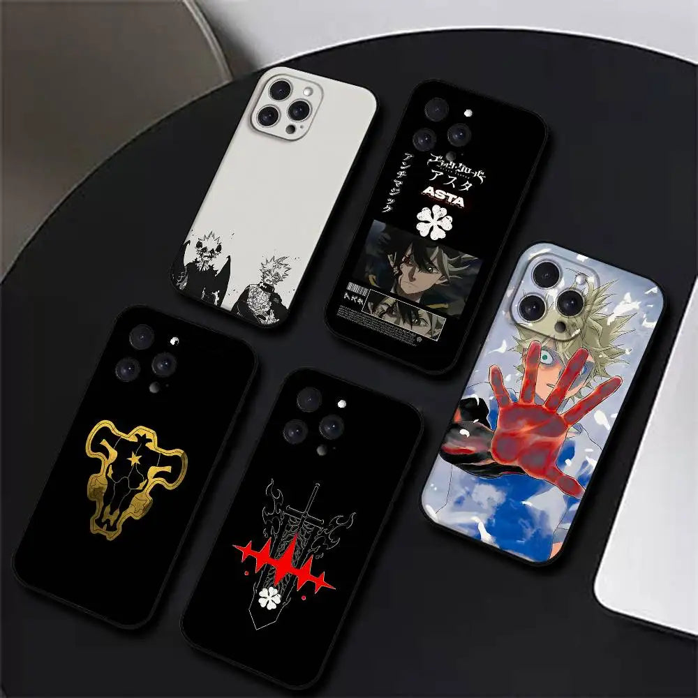 C-Clovers-Astas-Black Phone Case Phone Case For Iphone 17 16 15 11 13 14 Pro Max X Xr Xs Max 12mini Black Shell Cover Case