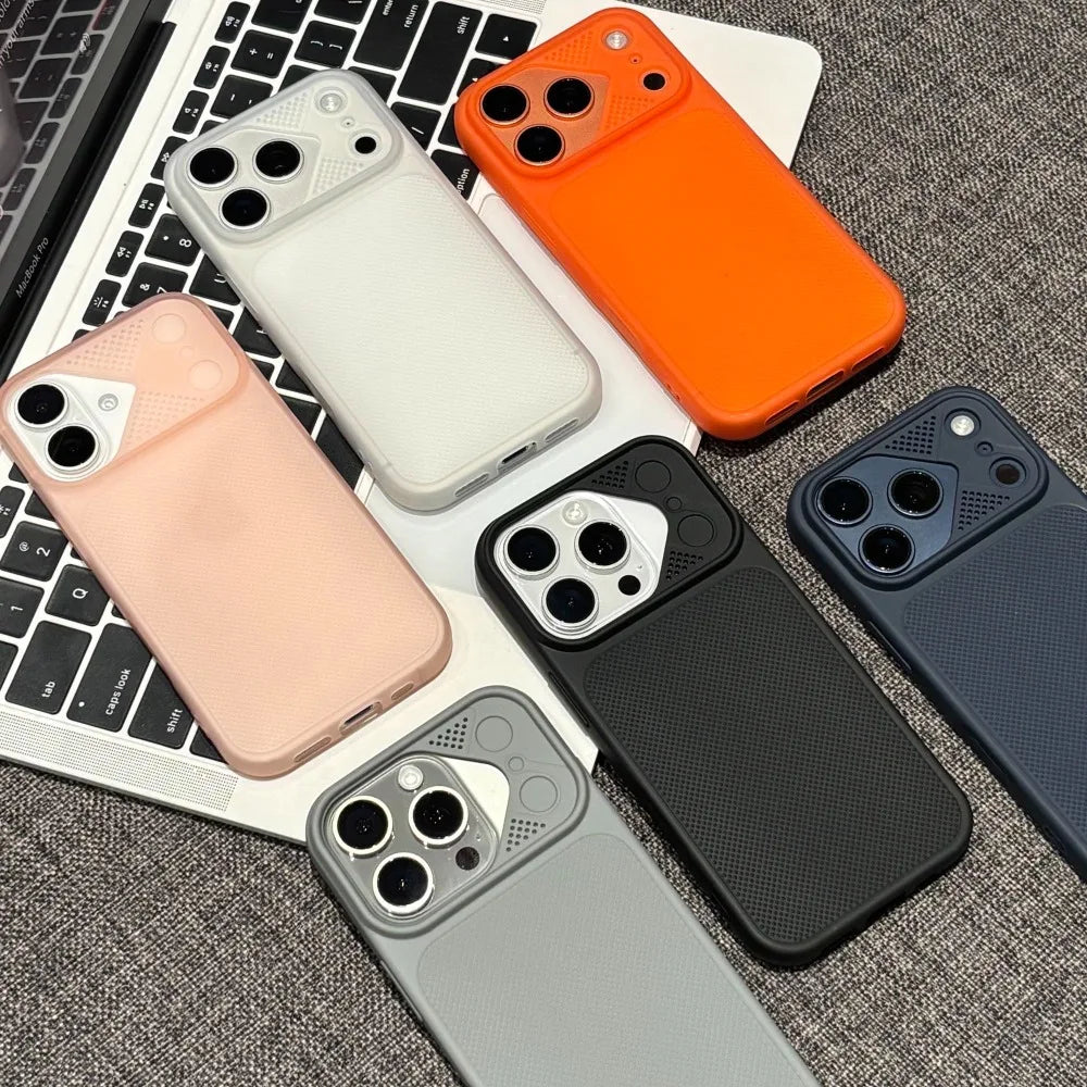 Turn to 17 Heat Dissipation Wave Point Matte Armor Clear Phone Case For iPhone 17 Pro Max 15 14 13 16 Pro Shockproof Soft Cover