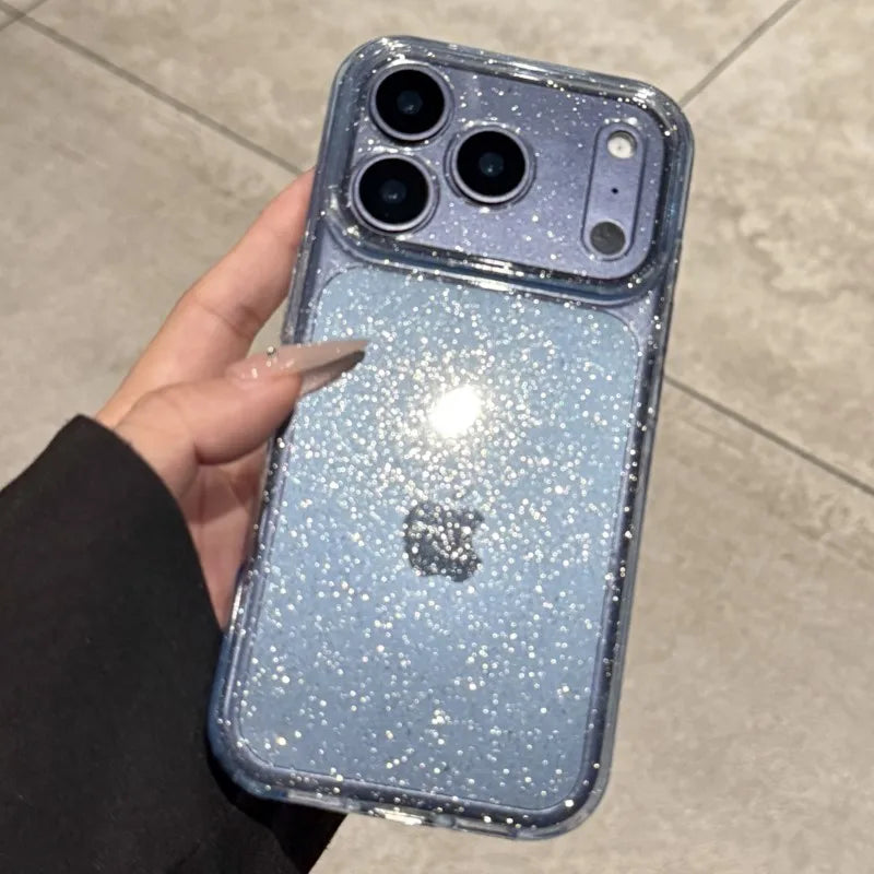 Luxury Bling Glitter Clear Case For iPhone 13 14 15 16 17 Pro Max Air Plus Fashion Shockproof Transparent Soft Silicone Cover