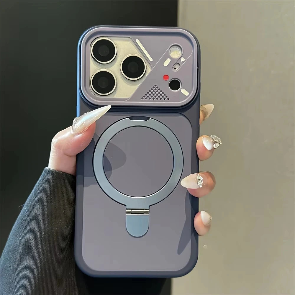 Armor Metal Ring Bracket For Magnetic Phone Case For iPhone 17 Air 16 15 14 Plus 13 12 11 17 Pro Max Matte Bumper Cover
