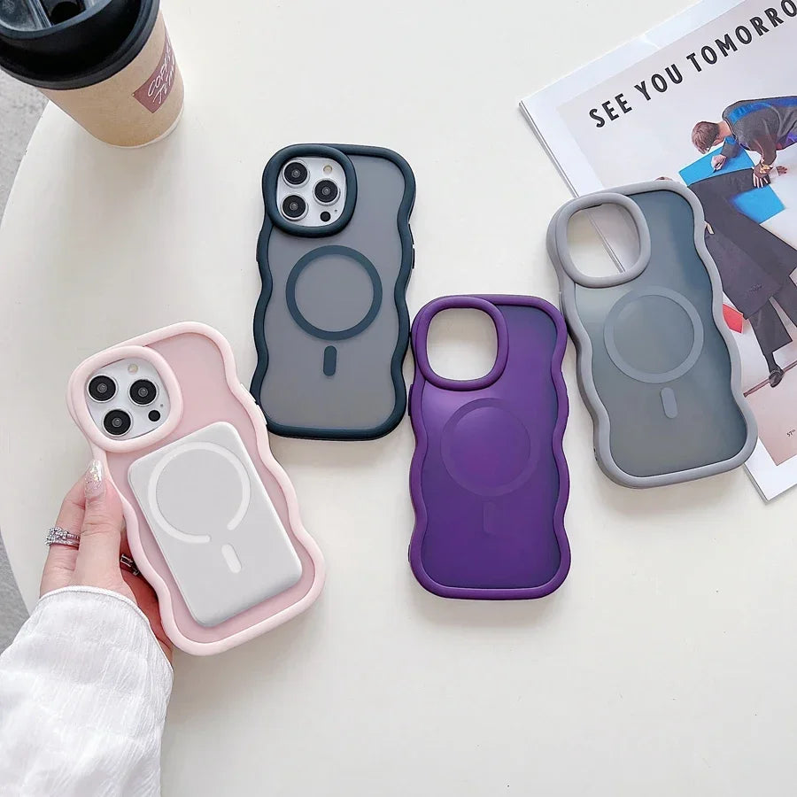 CHAOYIDIAN Wave Pattern Magnetic Case for iPhone 16/15/14/13/12 Pro Max, Wireless Charging Shockproof Hard Cover