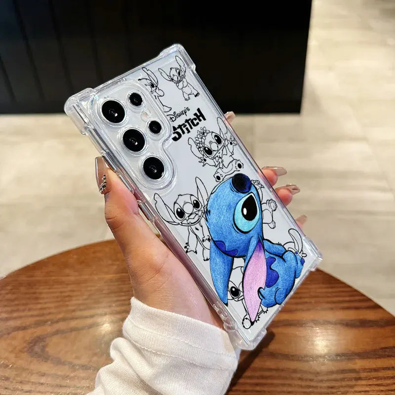 Cute Stitch Baby Disney Clear Phone Case For Samsung Galaxy S26 S25 S24 Ultra S23 S22 Plus S21 S20 FE 5G Shockproof Soft Cover