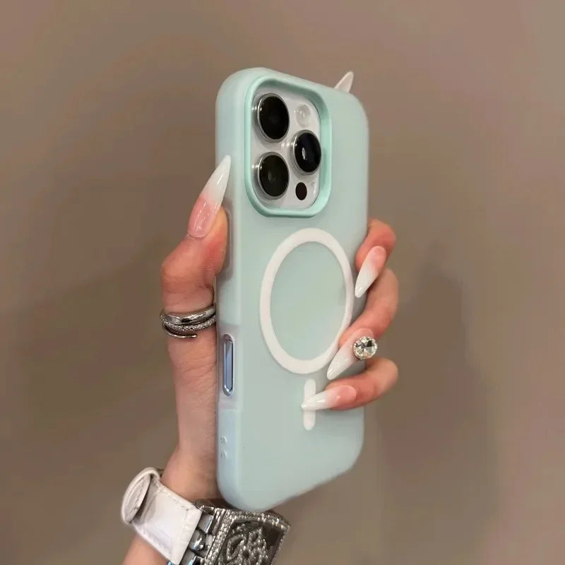 Luxury Candy Color 2 IN 1 For Magsafe Case for iPhone 16 15 14 13 12 17 Pro Max Plus Magnetic Wireless Charge Clear Matte Cover
