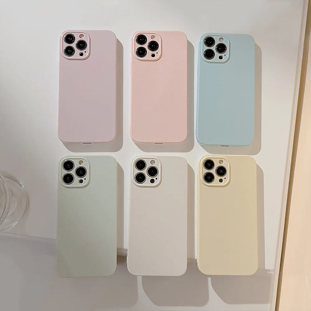 Soft Candy Color Shockproof Phone Case For iPhone 17 16 15 14 13 12 11 Pro Max Plus Plain Silicone Bumper Full Cover