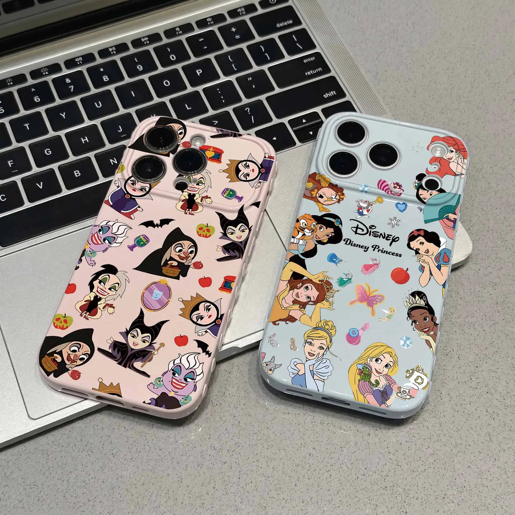 Disney Princess Villains For Apple iPhone 17 16 15 14 13 12 Mini 11 Pro Max Bubble Heart Cover Funda Silicone Soft Phone Case
