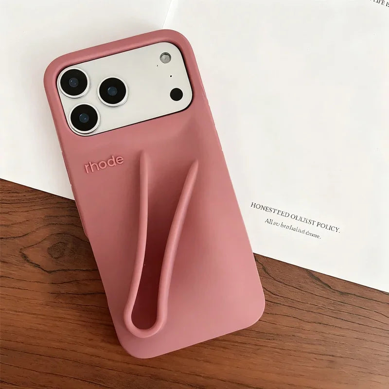 For IPhone 17 16 12 13 14 15 11 Pro Max Plus Fashion Phone Case Gray Toast Espresso Ribbon Lip Gloss Holder Silicone Cover