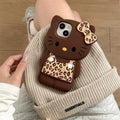 3D Cartoon Leopard Hello Kitty Silicone Phone Case For iPhone 17 13 14 15 16 Pro Max