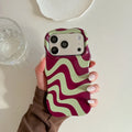 Luxury Water Ripple Double Color Contrast Case for iPhone 17 16 15 Pro Max Air 14 13 Glossy Wave Border Shockproof Slim Cover