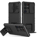 For Samsung Galaxy S22 S23 S24 S25 Ultra S25 Plus Lens slide cover anti drop airbag plastic phone case holder protective cover