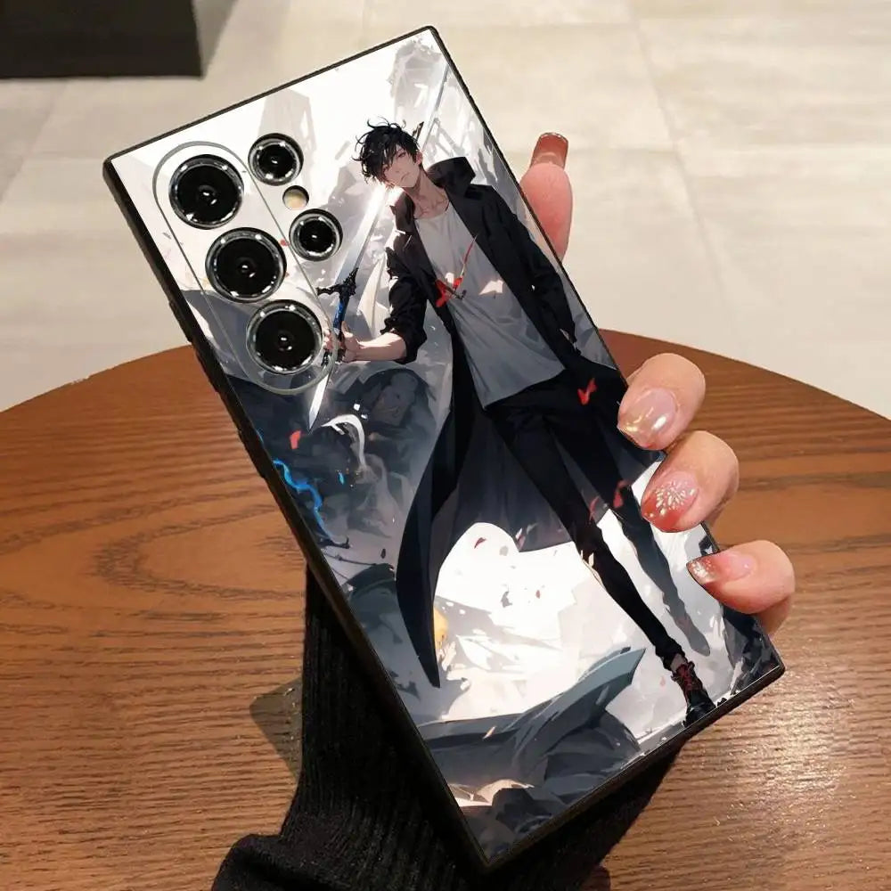 1pc Anime S-Solos L-Levelings Phone Case For Samsung S25,S24,S21,S22,S23,S30,Ultra,S20,Plus,Fe,Lite,5G Black Cover