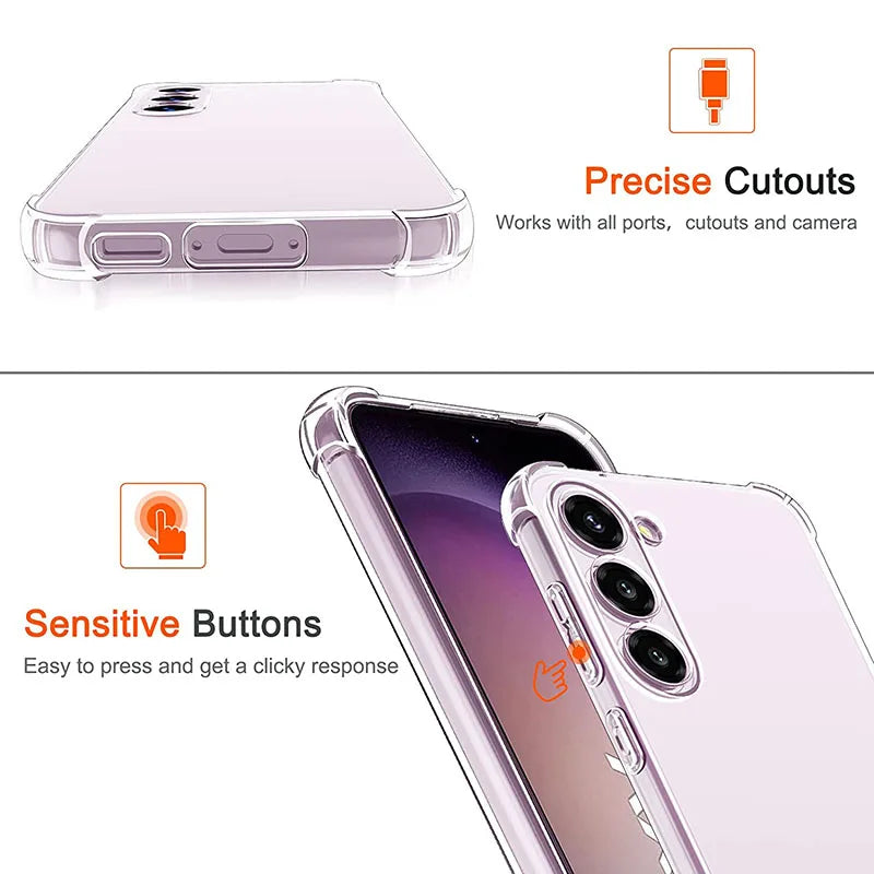 Transparent TPU Case For Samsung Galaxy S25 S24 S23 S22 S21 S20 Ultra Note 20 20 Plus S20FE S21FE S23FE S10 S9  Airbag Lens Case