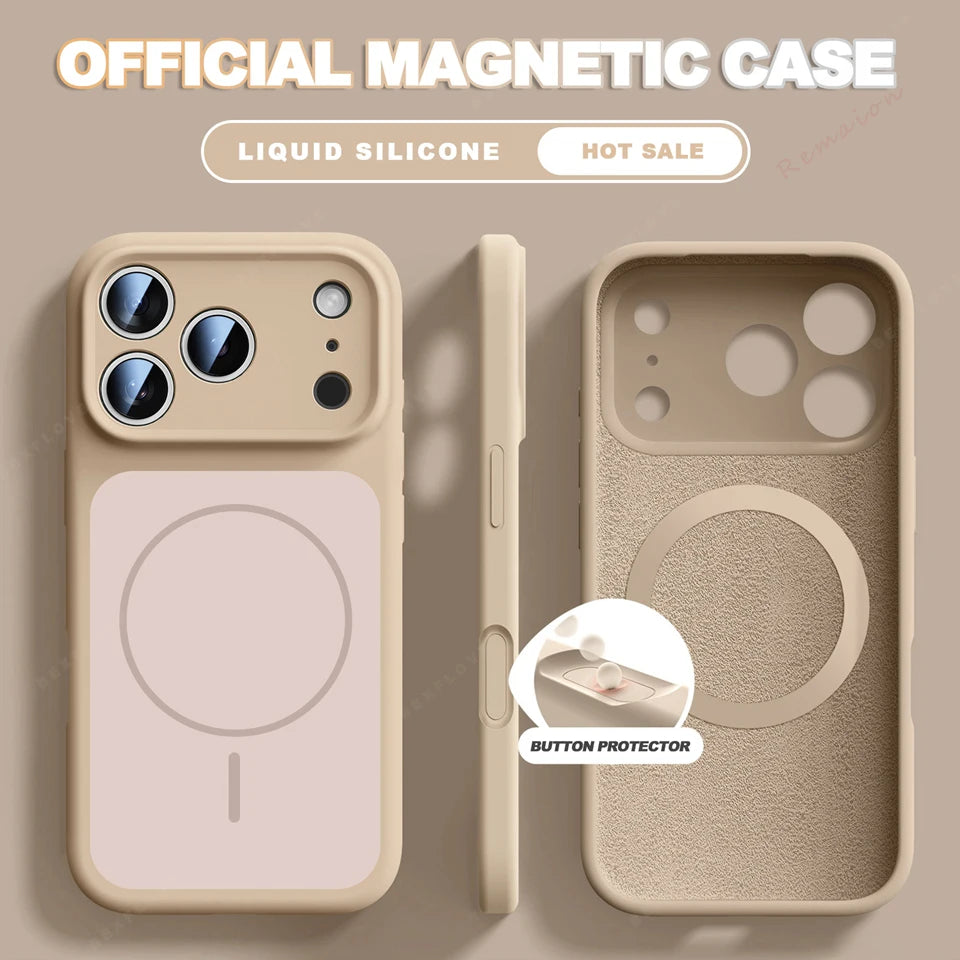 New Official Liquid Silicone Magnetic Phone Case For iPhone 17 Air 14 15 16 Plus 15 14 13 16 17 Pro Max Magsafe Protector Cover