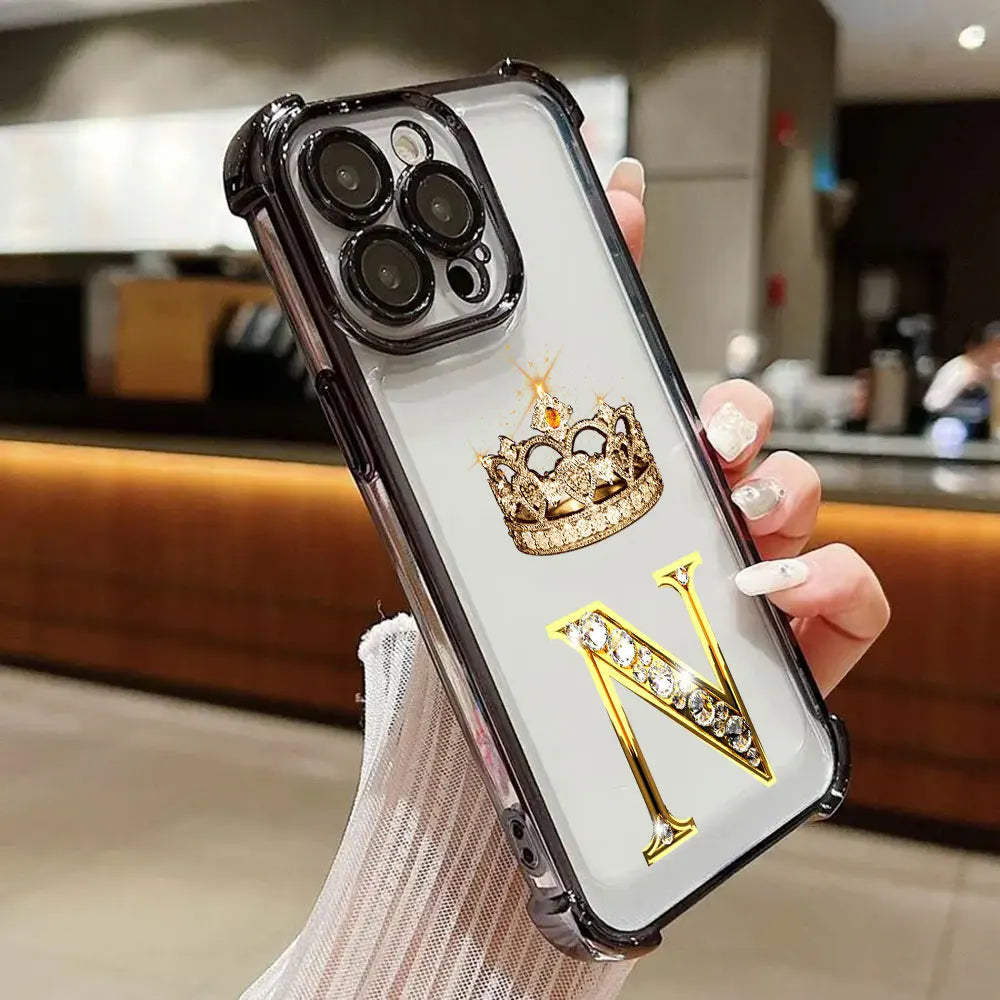 K W N F J O Initial Letter Phone Case for iPhone 11 13 15 16 17 Pro Max 14 Plus 17Air 16E 13 Pro 12 Mini 17Pro Soft Clear Cover