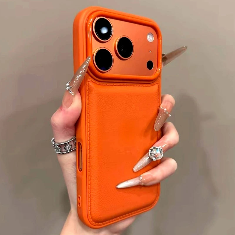 Luxury Drum Cortex Plain Phone Case For iPhone 11 12 13 14 15 16 17 Pro Max Plus 17 Air Shockproof Bumper Cases Cover