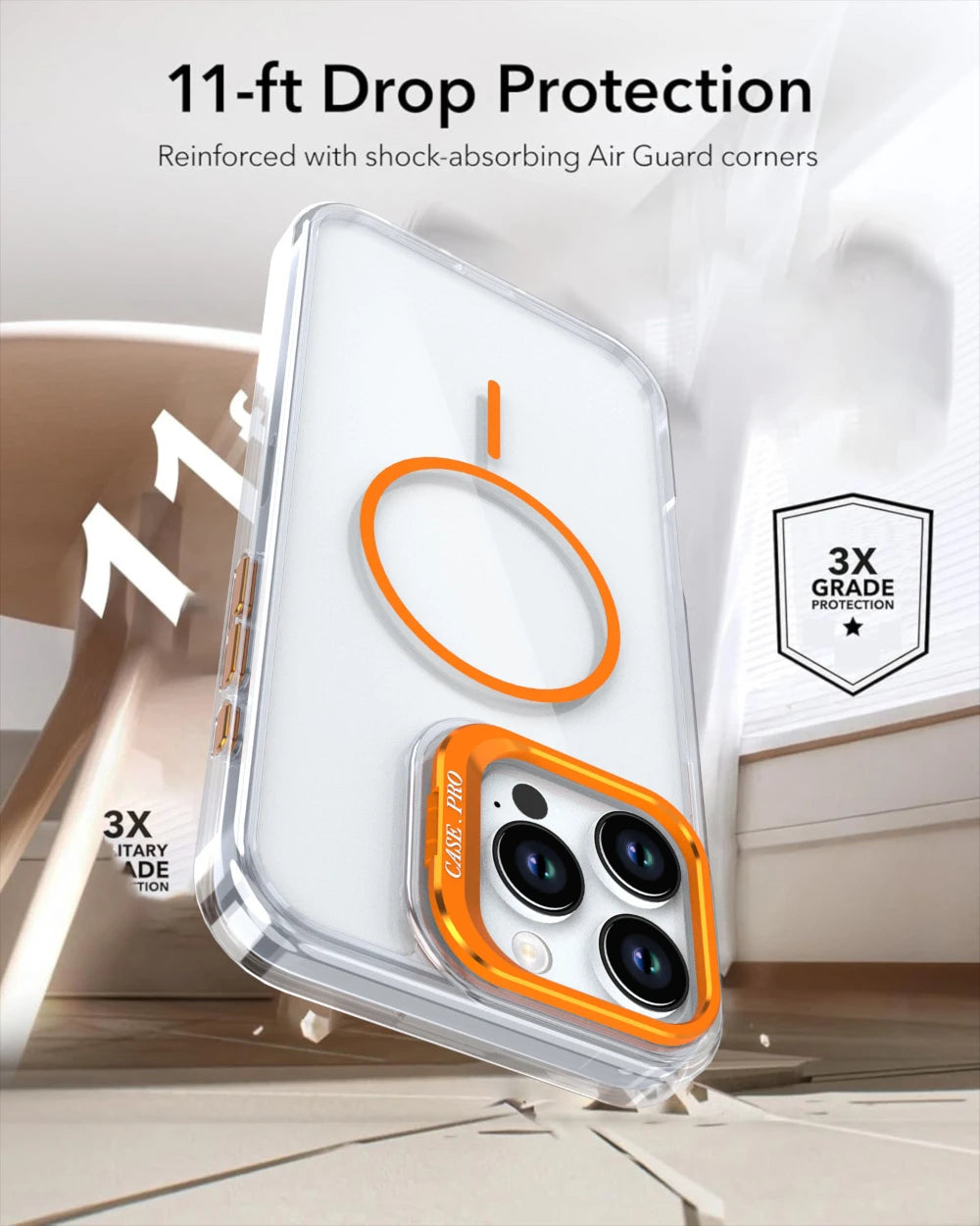 For Magsafe Stand Phone Case for iPhone 17 Pro Max Air 11 12 13 14 15 16 Pro Max Plus Shockproof Transparent Phone Cover Funda