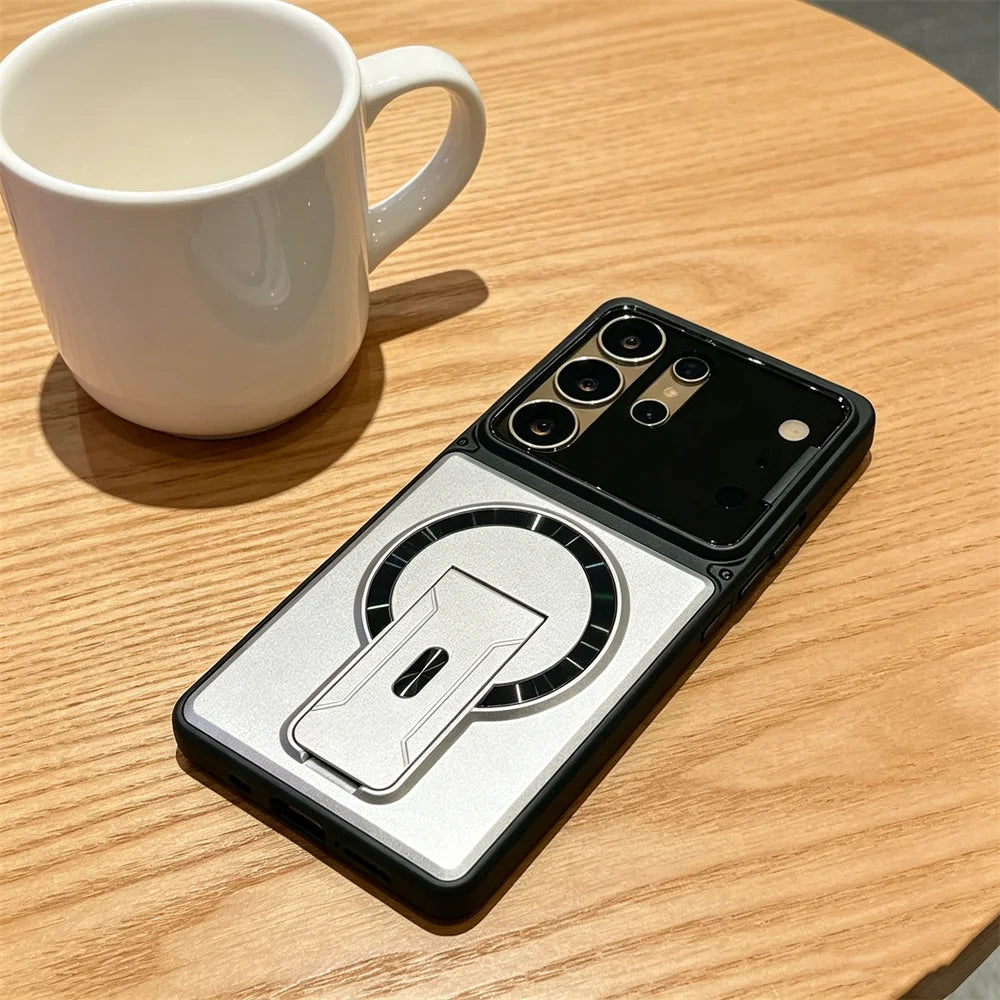 Luxury Invisible Kickstand Case for Samsung Galaxy S26 S25 S24 S23 Ultra A57 A56 A37 A36 A17 A16 Magnetic Lens Protection Cover