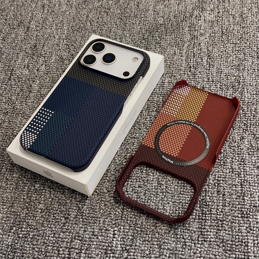 Slim Frameless Carbon Fiber Pattern For Magsafe Magnetic Case For iPhone 17 Air 16 15 14 13 12 Pro Max Plus Plastic Bumper Cover