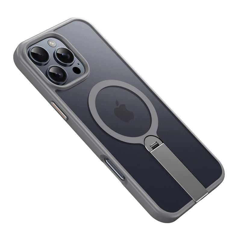 360 Hidden Metal Stand Magnetic Case for Magsafe IPhone Air 17 16 15 14 13 12 Pro Max Plus 17Pro IPhone17 Mag Safe Phone Cover