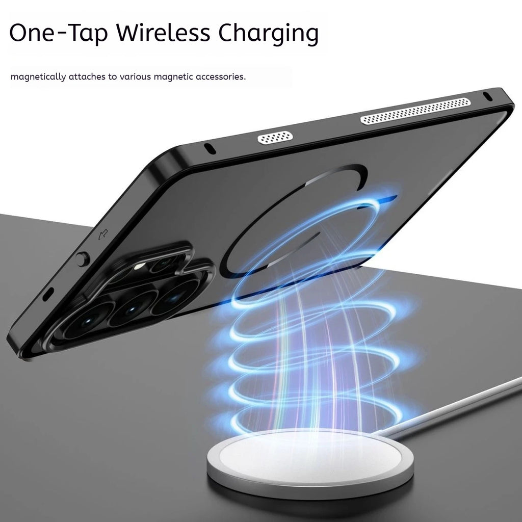 Strong Magnetic Metal heat sinknet Mattet Case For Samsung S26 S25 S24 Ultra Plus S23 Ultra Frosted Translucent Back Panel Cover