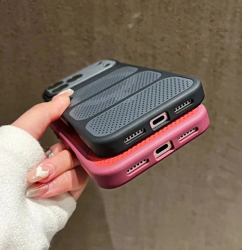 Luxury Armor Shockproof Heat Dissipation Mesh Magnetic Case For IPhone 17 16 15 14 13 Pro Max Lens Protect Matte Hard PC Cover
