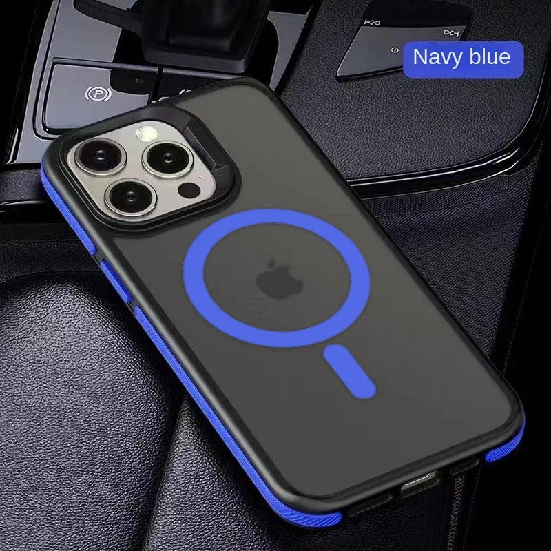 Magnetic Luxury Matte Translucent Armor Shockproof Case For iPhone 15 14 13 11 12 Pro Max Plus For Magsafe Wireless Charge Cover