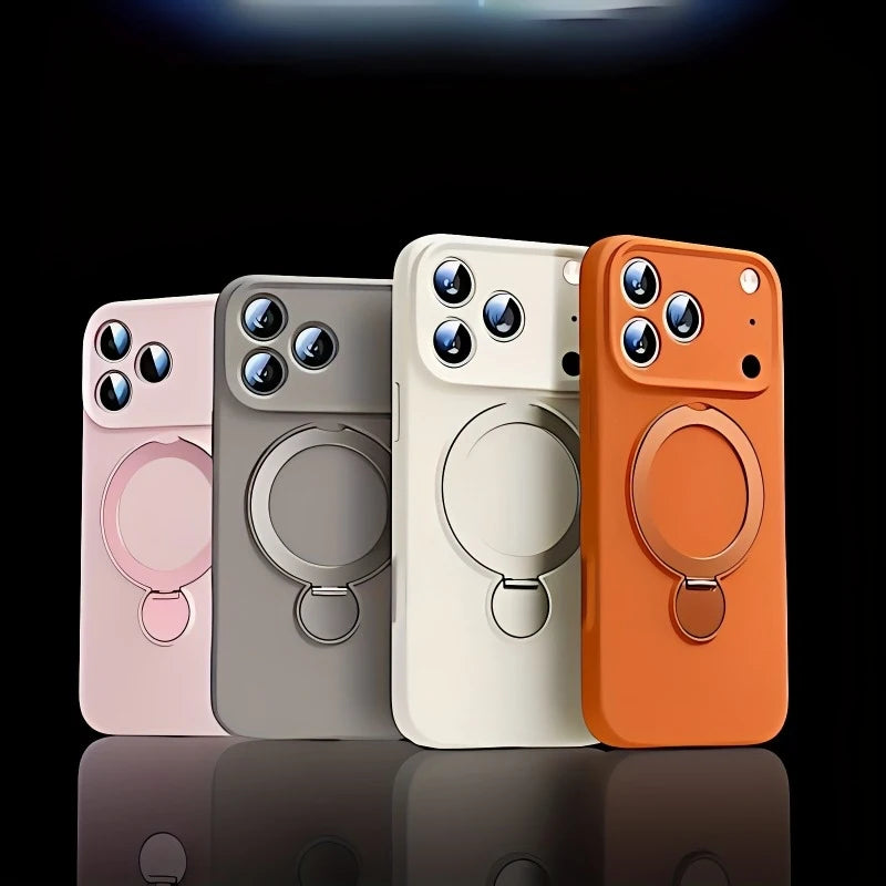 High-end liquid silicone phone case，Applicable iPhone 17 Pro Max、16、15、14、13、12 and 11 Pro Max，Equipped 360 Degree Rotating Brac