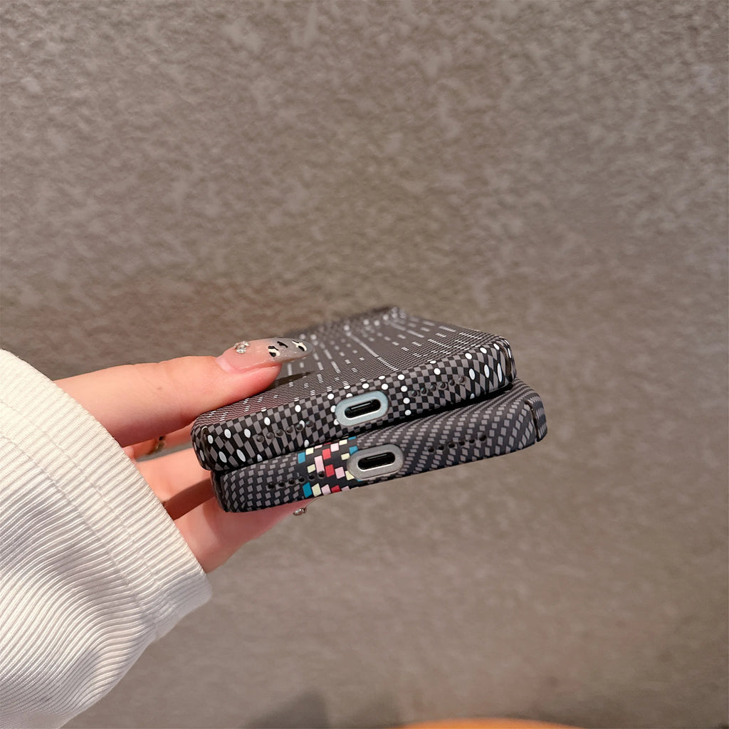 Luxury UltraThin PC Carbon Fiber Kevlar Texture Phone Case For iPhone 17 Air 16 15 14 13 12 Plus Pro Max Full Frame Bumper Cover