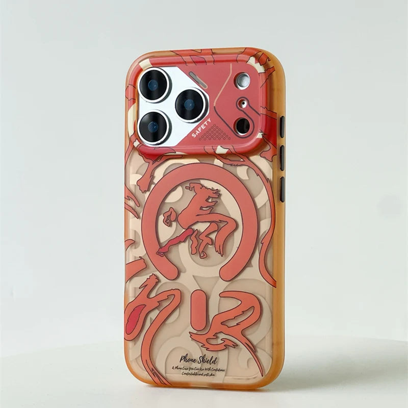 Magnetic Geometric Graffiti for MagSafe Case For iPhone 17 17Pro Max 16 Pro 15 pro Frosted Wireless Charging Anti-fall PC Cover