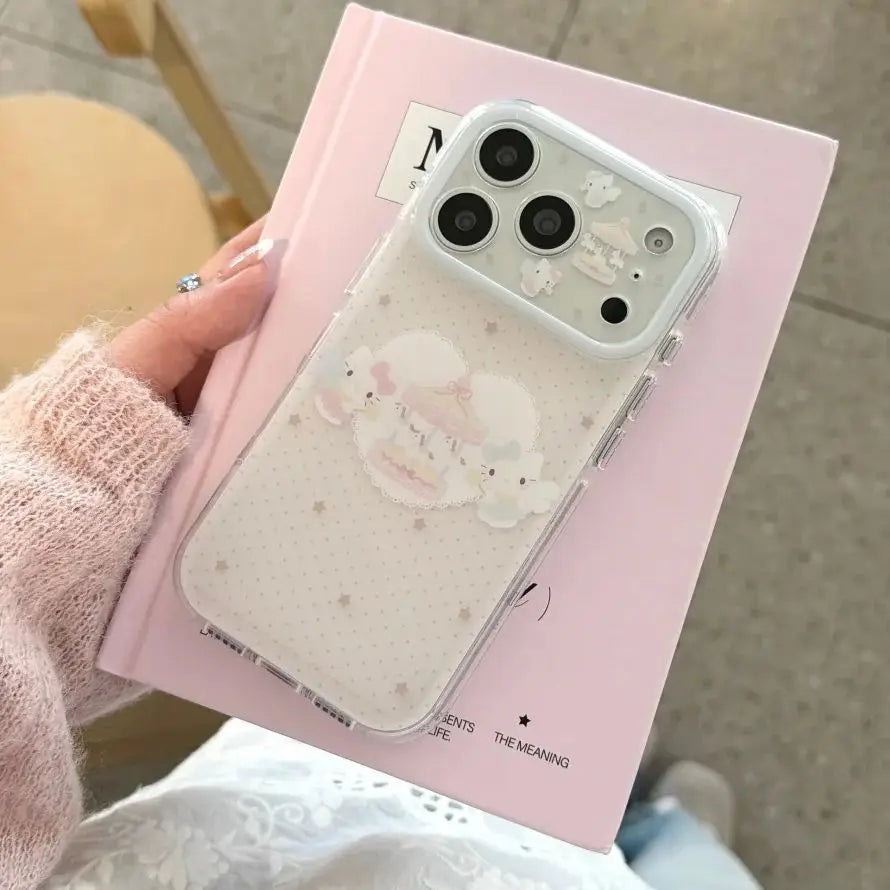 Korean Hello Kitty Glitter Cute Angel KT Cat Phone Case For iPhone 17 16 15  Pro Max Cover With Chain Shockproof Cases Funda