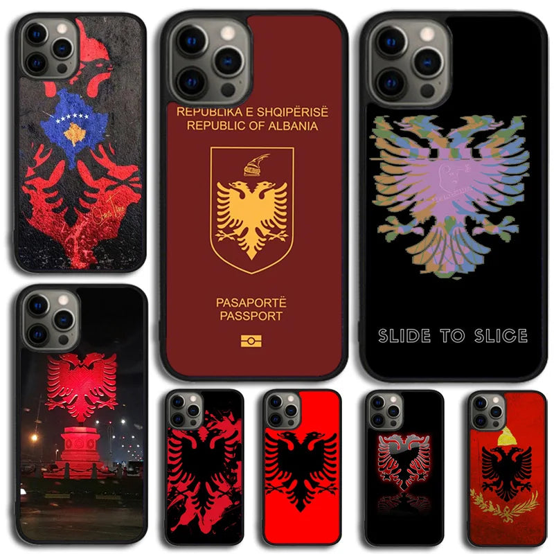 Albanian Flag Eagle Phone Case Cover For iPhone 17 Air 15 13 Pro Max 16 14 Plus 11 12 Apple max