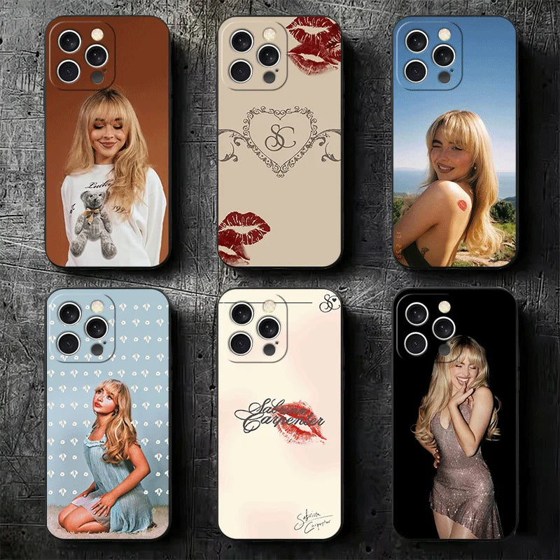 CR66 S-Sabrina C-Carpenter Soft Phone Case for iPhone 16 16E 17 Air 15 Pro Max 14 Plus 13 Mini 11 12 7 Black Cover Back Shell