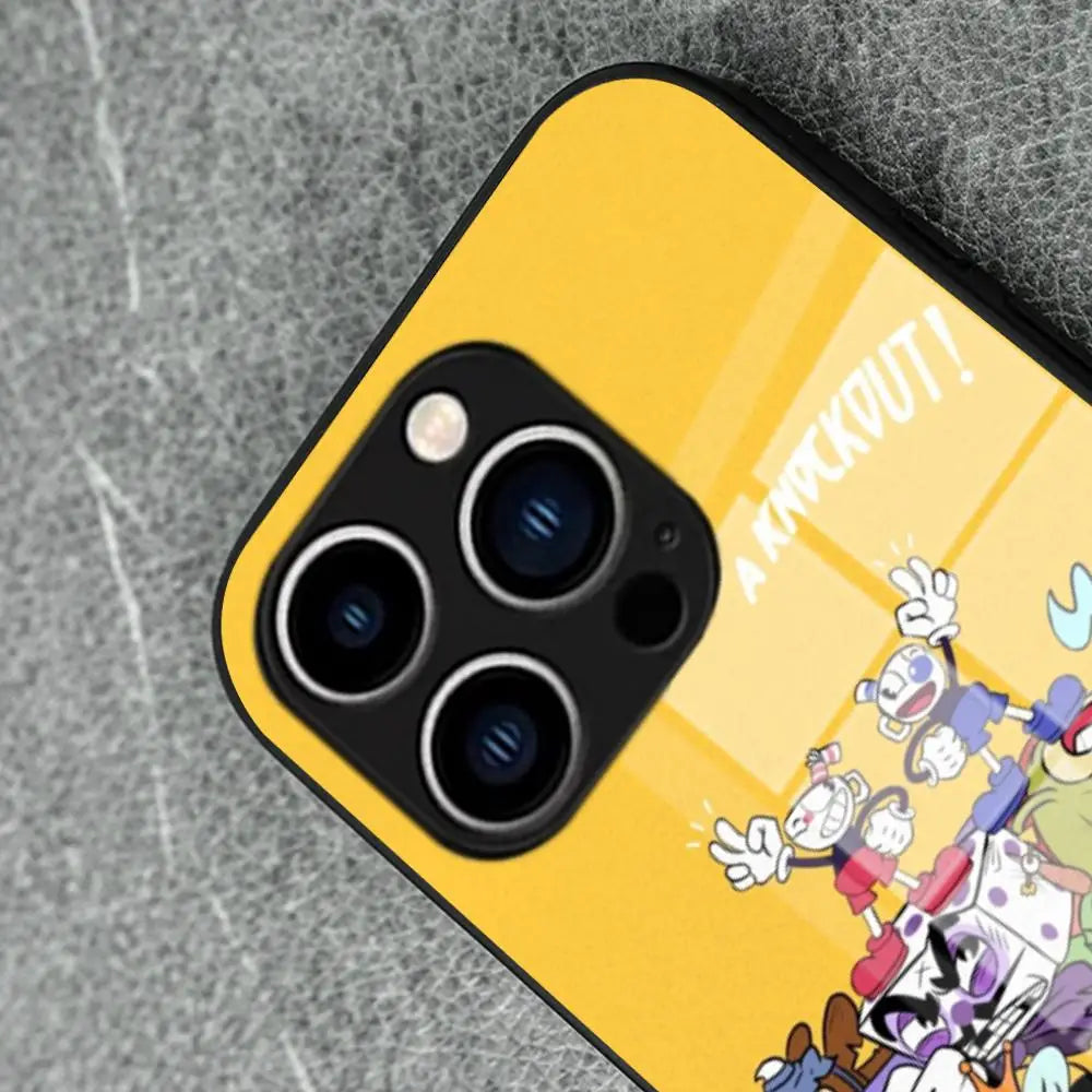 Cuphead Poster Phone Case For IPhone 17 16 Pro Max 15 14 Pro 11 12 13 Plus Mini Galaxy S26 S25 Glass phone case