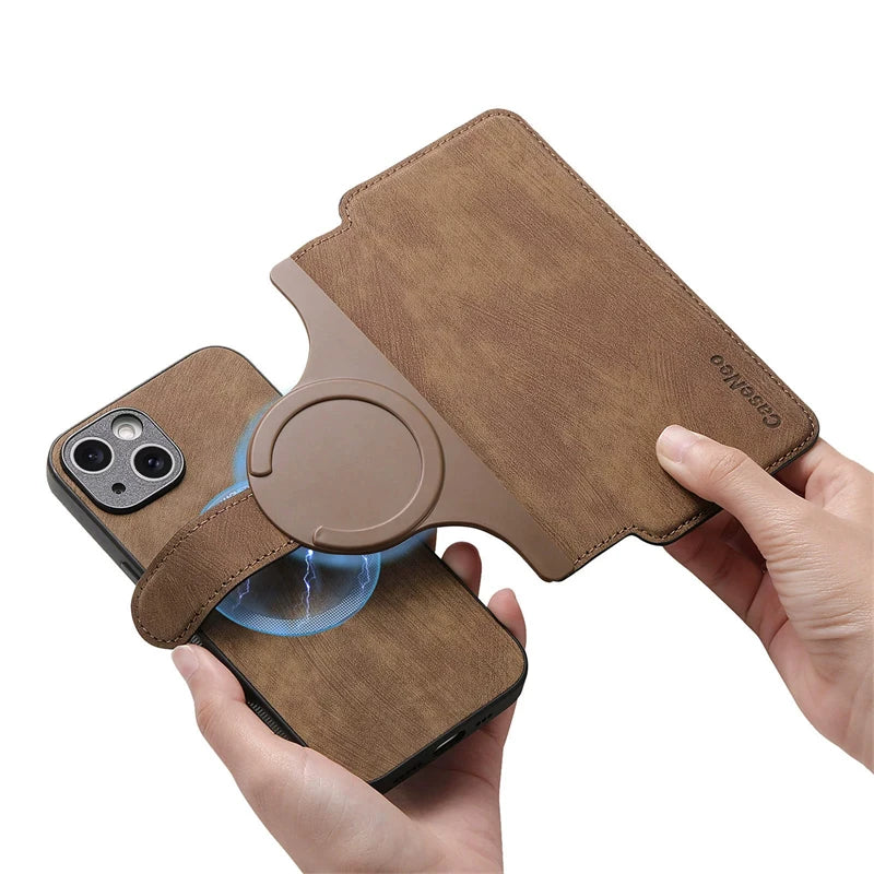 2 in 1 Magnetic Flip Leather Case for IPhone 17 Air 16 E 15 14 13 12 Pro Max Plus 17Air 16E 17Pro I17 Magsafe Card Wallet Cover