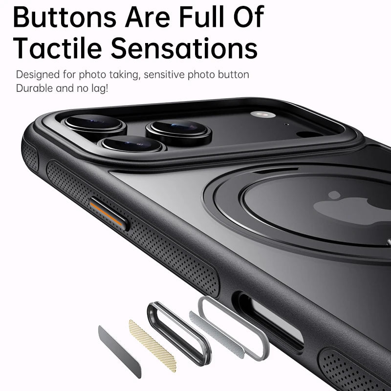 360° Mechanical Torque-Sound Rotating Stand Holder Magnetic Magsafe Phone Case For iPhone 16 15 14 13 17 Pro Max Plus 17Air 16E