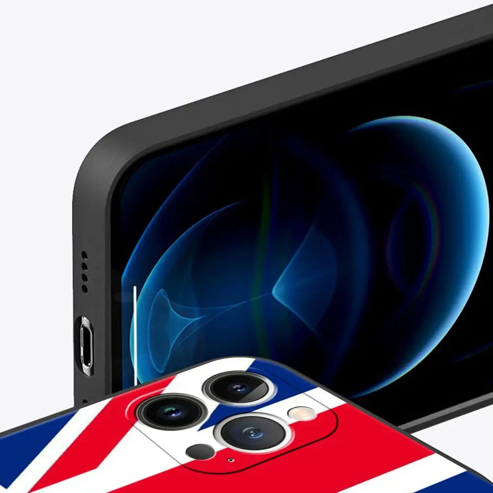 England UK flags Luxury Phone Case For iPhone 13 15 14 12 Mini 11 Pro MAX XR X SE XS 7 8 Plus Silicone Black Protection Cover