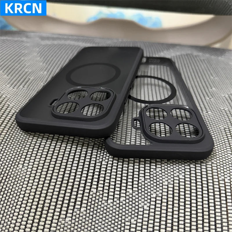 Anti-yellow Acrylic Clear Matte Translucent Magnetic Holder Case for Xiaomi 17T 17T Pro Hard Back Camera Protect Anti-drop Cover