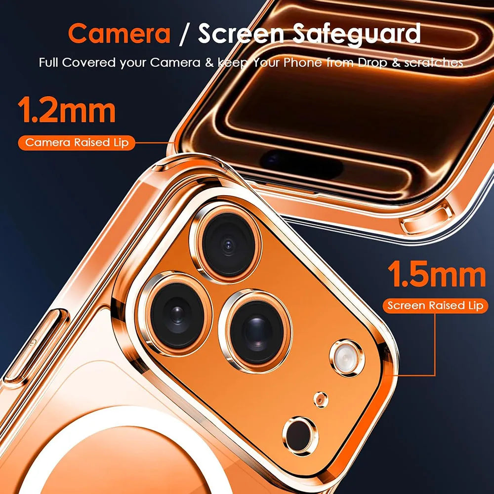 Magnetic For Magsafe Case For iPhone17ProMax iPhone 17 Pro Max Air Hybrid Hard Cover For 17Air iPhone17 Transparent Soft Shell