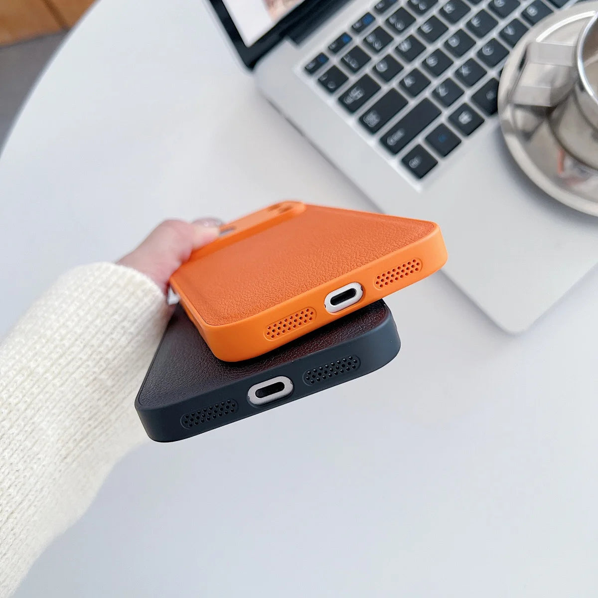 Luxury Lychee PU Leather Texture Solid Color Case For iPhone 17 Air 16 E 15 14 Plus 13 12 Mini Pro Max Shockproof Bumper Cover