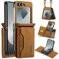 Crossbody Leather Cover Wallet Phone Case For Samsung Galaxy Z Flip 7 fe 6 5 4 3 5G Flip6 Cards Slot Purse Triple Fold Bag Shell