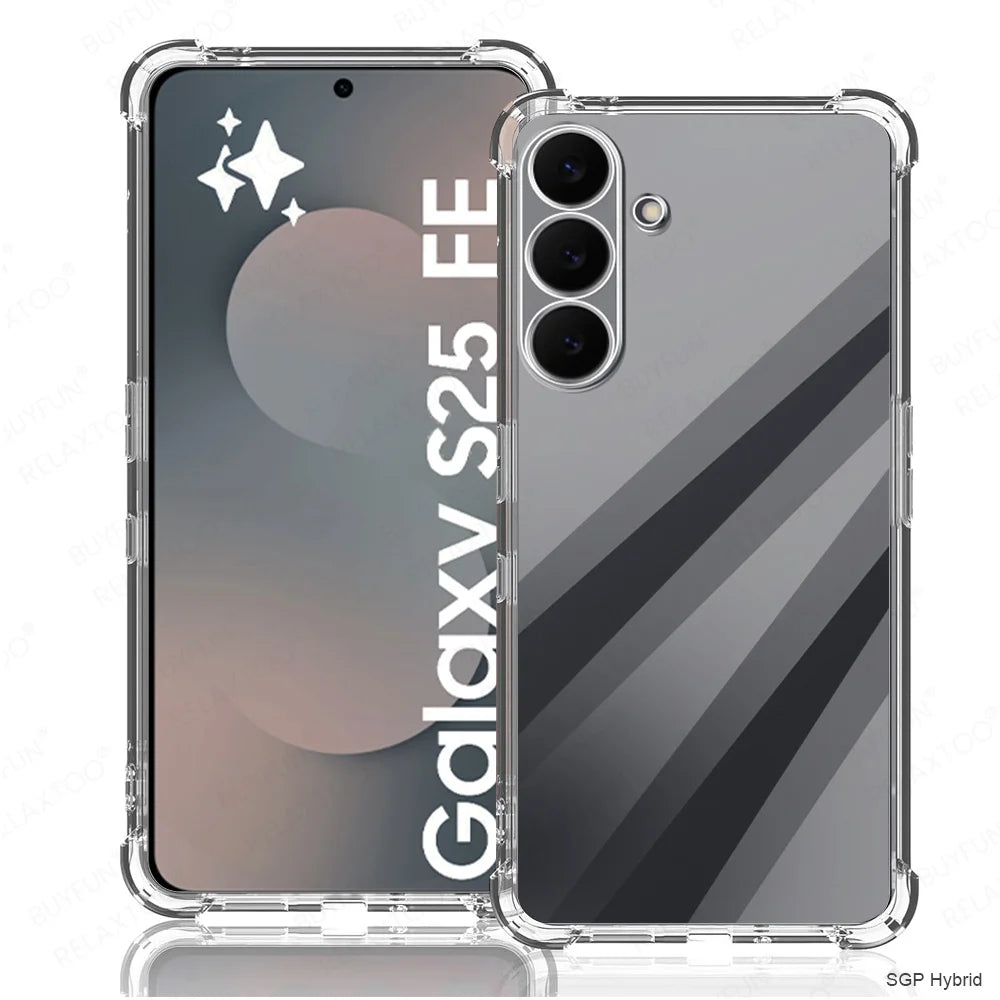 Clear Soft Shockproof Cover Coque For Samsung Galaxy S25 FE Case Lens Protection Shell SamsungS25FE GalaxyS25FE S25FE 5G Funda