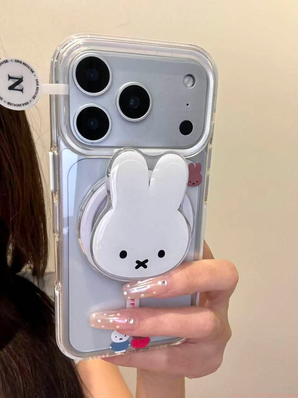 Cute Simple Miffy Rabbit Magnetic Stand Holder For Iphone 17 Pro Max 16 Pro Max 15 14 13 Phone Case