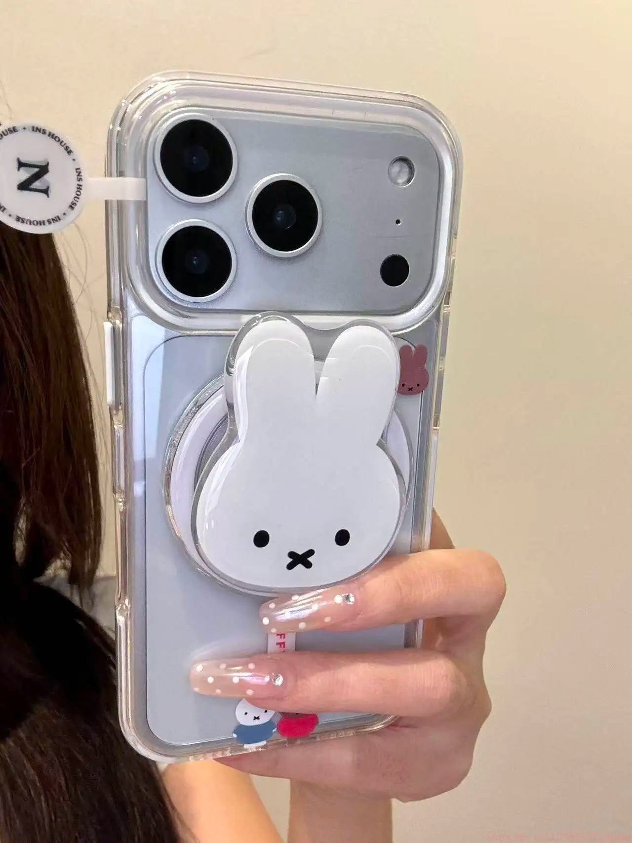 Cute Simple Miffy Rabbit Magnetic Stand Holder For Iphone 17 Pro Max 16 Pro Max 15 14 13 Phone Case