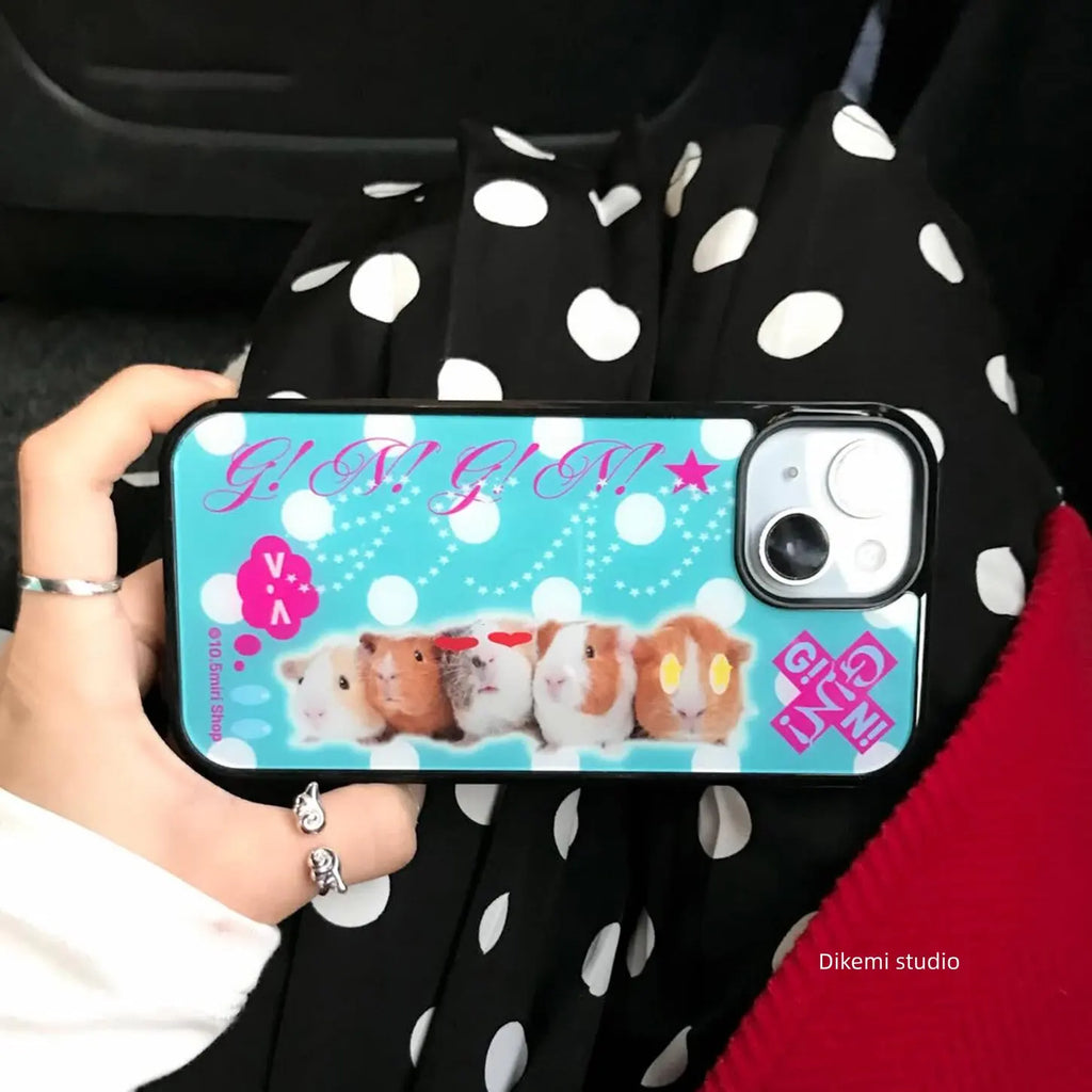 Korean White Polka Dots Guinea Pig Phone Case For iPhone 17 Air 16 Pro Max 15 14 Plus 13 12 11 Shockproof Silicone Back Cover