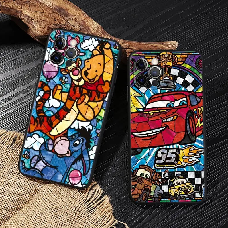 Disney Stained Painting Minnie Mickey Case For iPhone 17 16 15 14 13 12 11 Pro Max Plus Cover For iPhone 17Pro 17E Air 16e Funda
