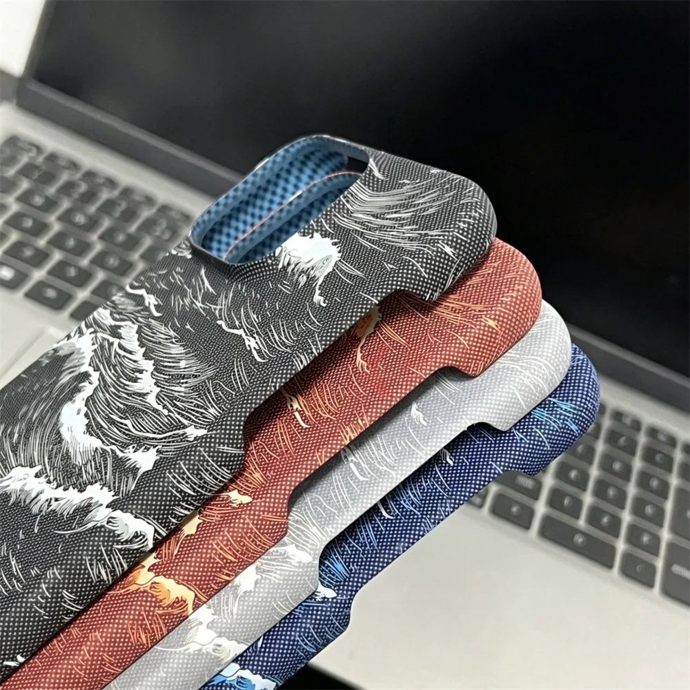 Ultra Thin Frameless Carbon Fiber Texture Magnetic Case For iPhone Air 17 16 15 14 13 Pro Max For Magsafe Hard PC Phone Cover