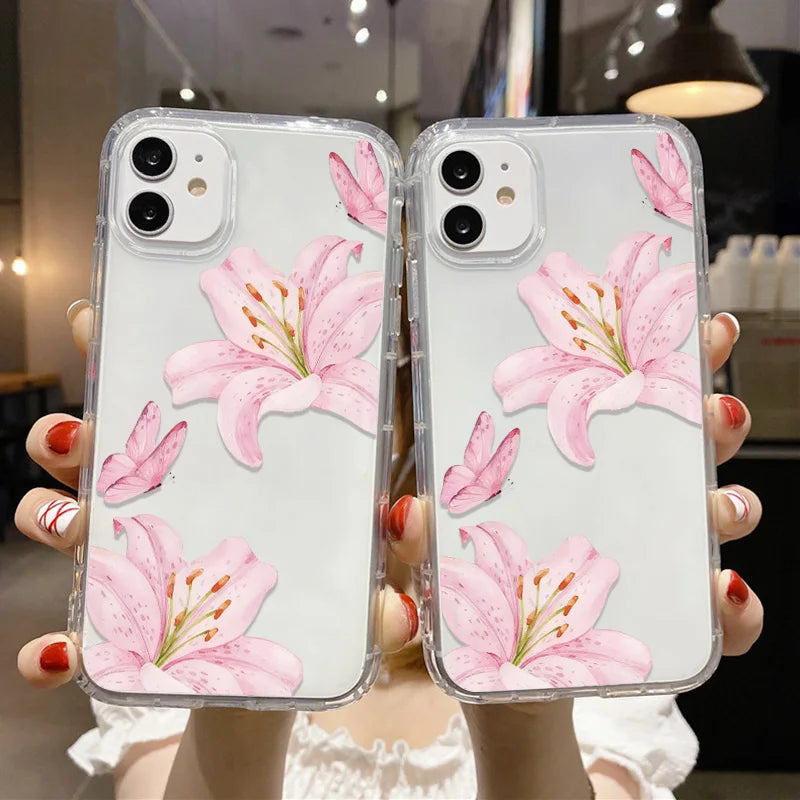 Fashion Blue Flower Florals Phone Case For Samsung S25 Ultra Case Samsung S24 S23 S22 Ultra S 25 Plus S20 S21 S23 FE Cases Cover