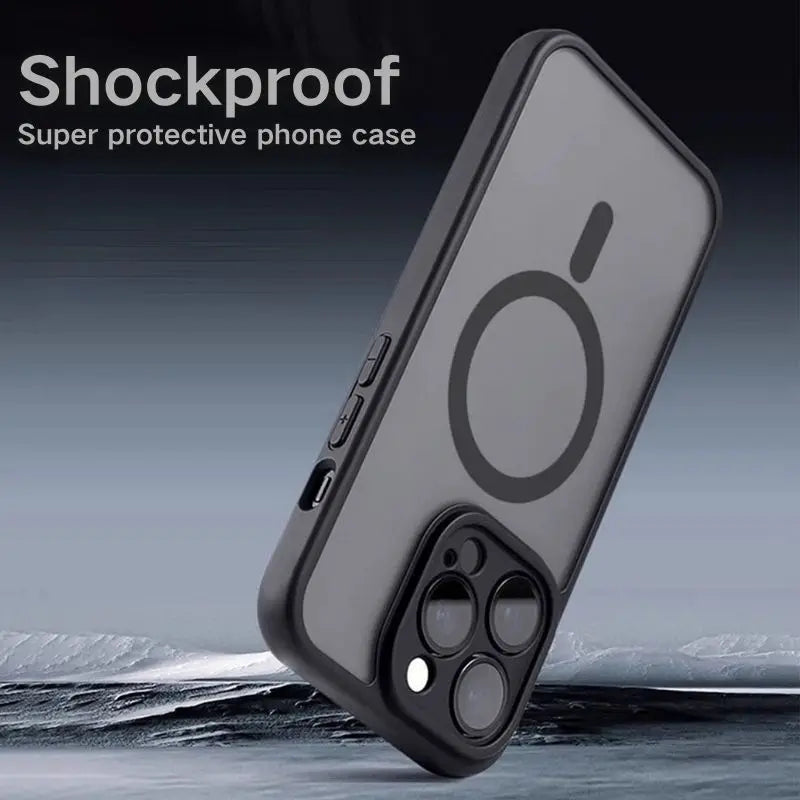 Luxury Matte Armor For Magsafe Magnetic Wireless Charging Case For iPhone 11 12 13 14 15 16 Pro Max Plus Shockproof Hard Cover