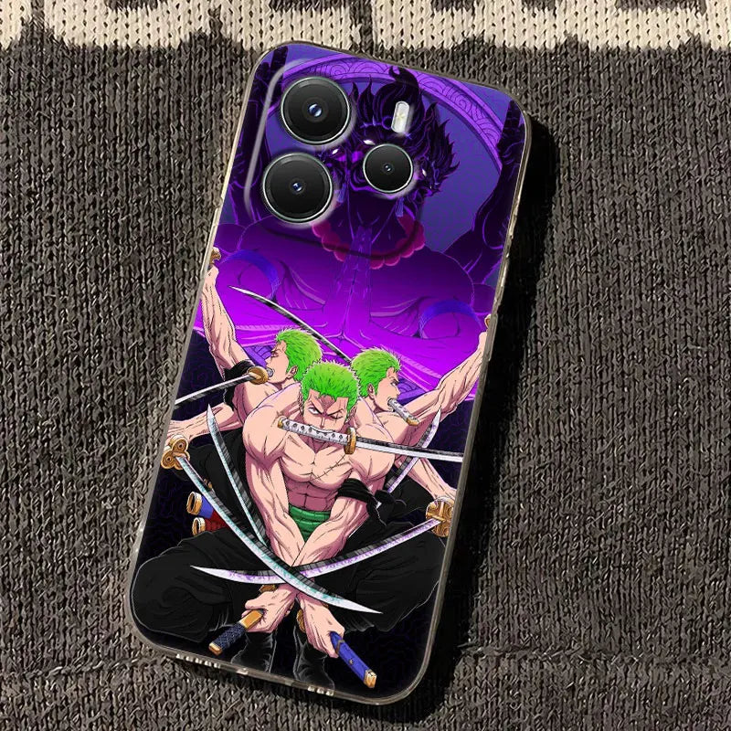 Anime Ones P-Piece Zoro Case For Xiaomi Redmi Note 15 14 13 12 11 10 Pro Plus 5G Cover For Redmi 15C 15 14C 13C Clear Phone Case